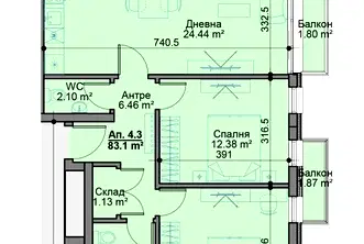 Тристаен апартамент в Овча купел с тераса и паркомясто