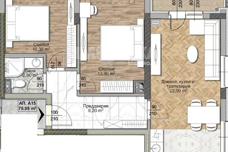Three-room apartment with terrace in Ovcha kupel, Sofia