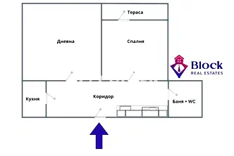 Двустаен апартамент в Павлово с тераса на ул. Кота 1050