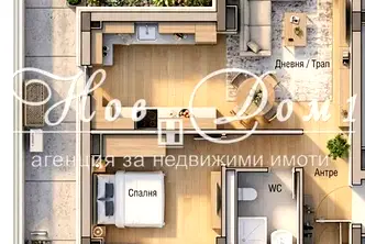 Двустаен апартамент с голяма тераса в Симеоново, София