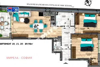 Тристаен апартамент с две спални в кв. Витоша, София