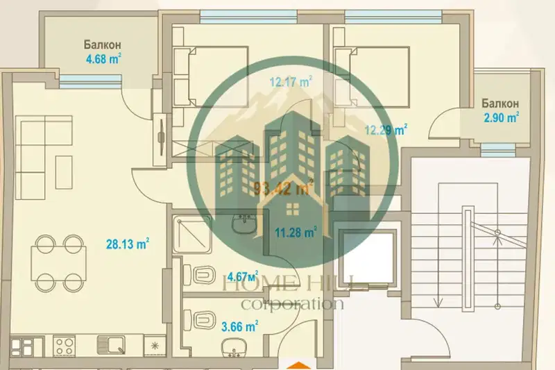 3-bedroom apartment in Sofiya, Zona B-5