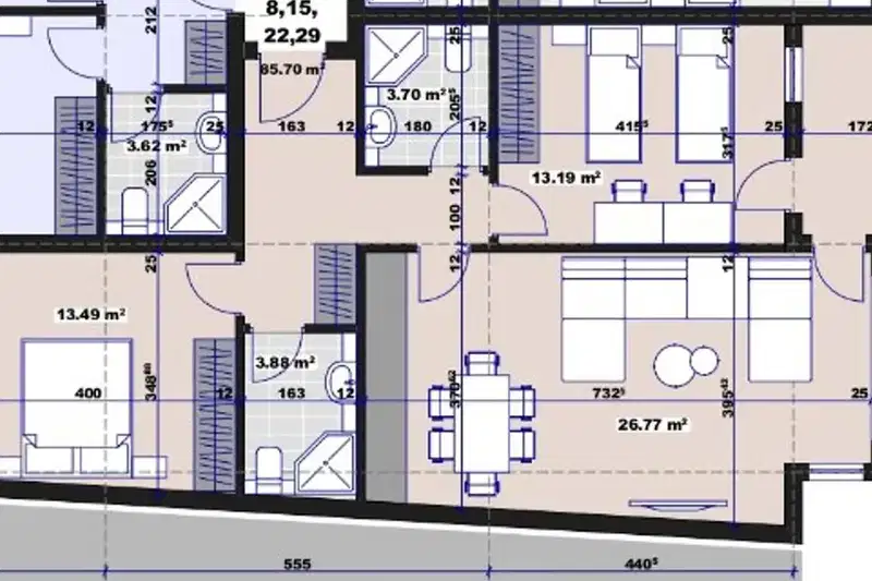 3-bedroom apartment in Stara Zagora, Tri Chuchura - Sever