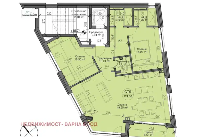 3-bedroom apartment in Varna, Briz