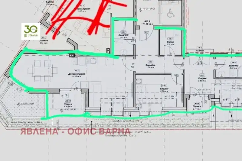 Просторен 3-стаен апартамент в Христо Ботев, Варна с голяма тераса