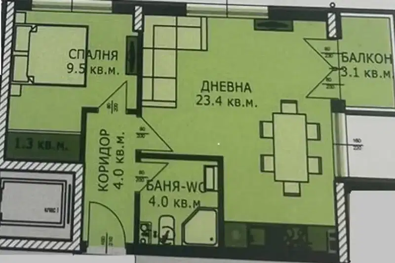 Two-room apartment in Kaisieva gradina with terrace
