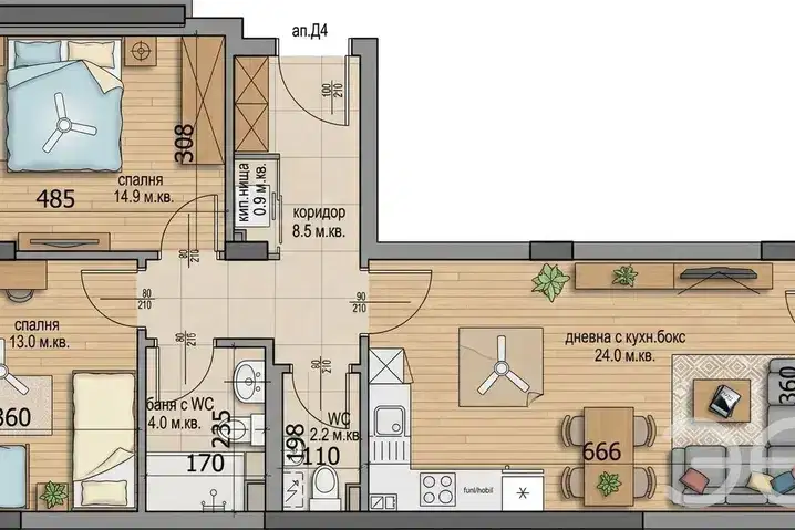 3-bedroom apartment in Varna, Kaisieva Gradina