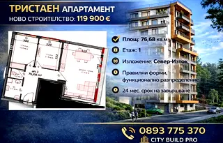Тристаен апартамент в Левски 1 с модерно строителство