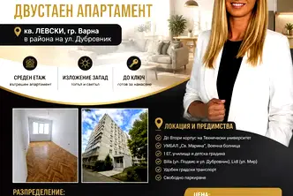 Тристаен апартамент с тераса в Левски, Варна