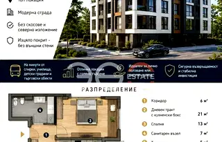 Двустаен апартамент с тераса в Левски 2, Варна