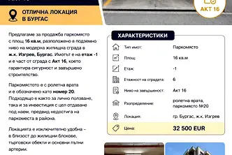 Гараж/Паркомясто в Бургас, Изгрев